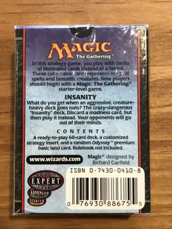 Magic the Gathering Torment Insanity Factory Sealed 2002 Deck MTG - Image 2