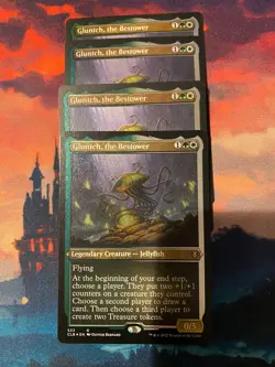 MTG Battle for Baldurs Gate Gluntch the Bestower Foil Etched x 4 - Image 1