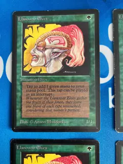 4x MTG Llanowar Elves Beta Edition Magic: The Gathering Moderate Play Playset - Image 2