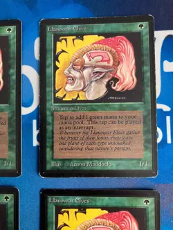 4x MTG Llanowar Elves Beta Edition Magic: The Gathering Moderate Play Playset - Image 3
