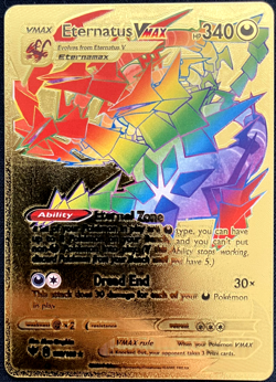 Eternatus Vmax Rainbow PH 340 192/189 Gold Foil Textured Display Pokemon Card - Image 1