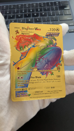 Blaziken Vmax Rainbow PH 320 200/198 Gold Foil Textured Display Pokemon Card - Image 2