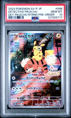 2023 POKEMON JPN SV-P PROMO #098 DETECTIVE PIKACHU PSA 10 - Image 1