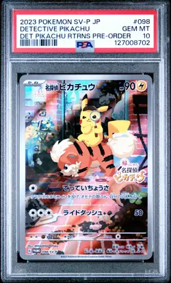 2023 POKEMON JPN SV-P PROMO #098 DETECTIVE PIKACHU PSA 10 - Image 1
