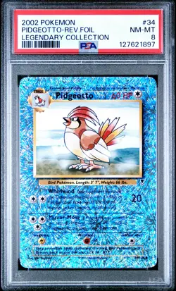 2002 POKEMON LEGEND COLL #34 PIDGEOTTO-REVERSE FOIL PSA 8 - Image 1
