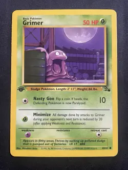 Grimer 48/62 1st Edition Pokemon Fossil Set Vintage LP - Image 1