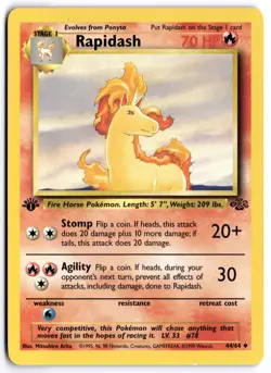 Pokemon 1st Edition Rapidash Uncommon Jungle 44/64 NM - Image 1