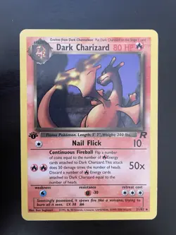Pokemon Dark Charizard Card 1st Edition Non-Holo Rare 21/82 - Image 1