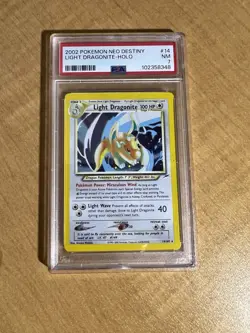 Pokemon Neo Destiny 2002 Light Dragonite Holo Card PSA 7 14/105, NM 100HP - Image 1
