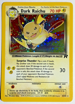 Pokemon TCG Dark Raichu Secret Rare Holo Card #83/82 Team Rocket With SWIRL 🌀 - Image 1