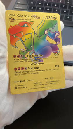 Charizard Vstar Rainbow Gold Foil Textured Display Card - Image 2