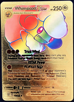 Whimsicott Vstar PH 250 175/172 Rare Rainbow Gold Foil Textured Display Card - Image 1