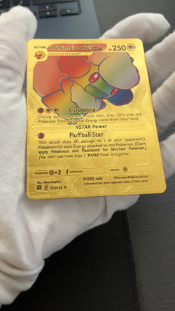 Whimsicott Vstar PH 250 175/172 Rare Rainbow Gold Foil Textured Display Card - Image 2