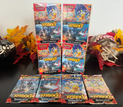 Lot of 4 Pokemon TCG Scarlet & Violet Surging Sparks Booster Bundle Pack Art Set - Image 1