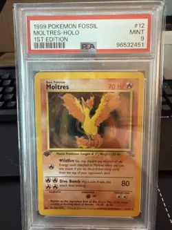 1999 Pokemon Fossil 1st Edition #12 Moltres-Holo PSA 9 - Image 1
