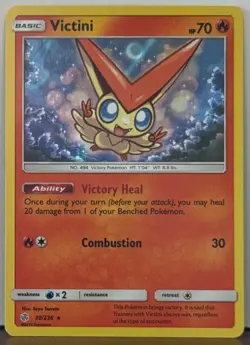 Victini - 30/236 - Reverse Holo Rare - Pokemon Sun & Moon Cosmic Eclipse NS4 - Image 1
