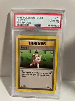 PSA 10 RECYCLE 1ST EDITION FOSSIL 61 VINTAGE POKEMON 1999 Gem Mint - Image 1