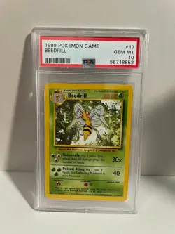 PSA 10 GEM MINT Pokemon TCG Beedrill 017/102 Base Set Regular Vintage WOTC Slab - Image 1