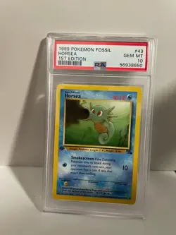 1999 POKEMON FOSSIL # 49 HORSEA PSA 10 GEM MT # 68275662 FIRST EDITION - Image 1