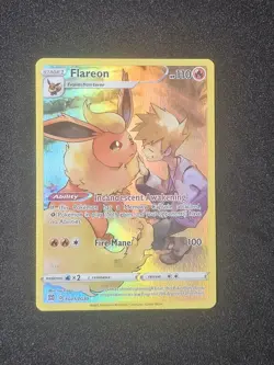 Pokemon TCG Flareon TG01/TG30 SWSH Brilliant Stars Holofoil Rare NM Full Art - Image 1