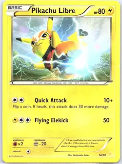 Pikachu Libre 14/30 Non Holo XY Trainer Kit - Pokemon Card - NM - Image 1