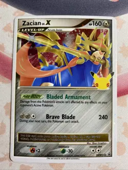 Zacian LV X Celebrations Holo Black Star Promo Pokemon Card SWSH135 LP - Image 1