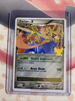 Zacian LV X Celebrations Holo Black Star Promo Pokemon Card SWSH135 LP - Image 3