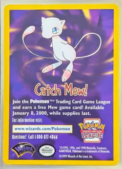 “Catch Mew" Promo Card WOTC | "Pokemon The First Movie" | Heavily Played/DMG - Image 1