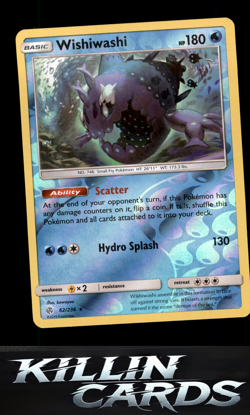Reverse Holofoil Wishiwashi 62/236 Pokemon Holo Rare SM - Cosmic Eclipse Card NM - Image 1