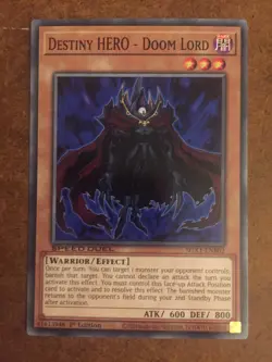 Destiny HERO Doom Lord SGX1-ENB02 Yugioh Card Speed Duel Academy - Image 1