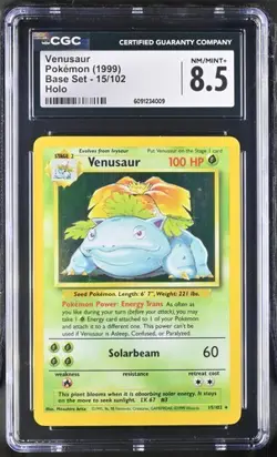 CGC 8.5 Venusaur 1999 Base Set 15/102 Holo Pokemon Card - Image 1
