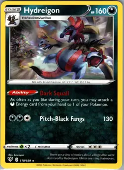 Hydreigon 110/189 Non Holo SWSH03: Darkness Ablaze - Pokemon Card - NM - Image 1