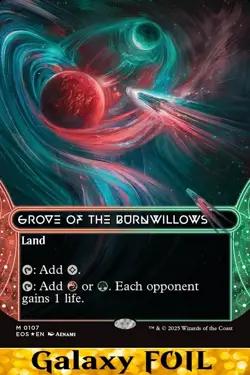 1x - Grove of the Burnwillows - GALAXY FOIL BORDERLESS #107 - Stellar Sights MTG - Image 1