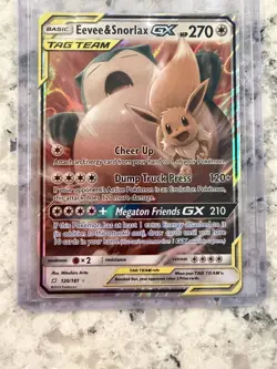 2019 Pokemon Sun & Moon Team Up Eevee Snorlax Holo #120/181 - Image 1