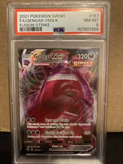 2021 POKEMON SWSH FA/Gengar Vmax Fusion Strike 157/264 NM/MT 8 - Image 1
