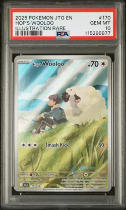2025 POKEMON JTG EN-JOURNEY TOGETHER ILLUSTRATION RARE #170 HOP'S WOOLOO PSA 10 - Image 1