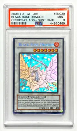 2008 Yu-Gi-Oh! BLACK ROSE DRAGON CSOC-EN039 Ghost Rare Unlimited PSA 9 Mint! - Image 1