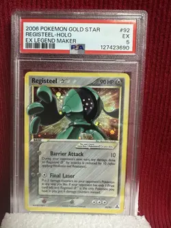 Pokemon 2006 Gold Star Registeel 92/92 EX Legend Maker-Holo Card PSA 5 - Image 1