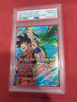 2024 DBS CARD GAME #EX24-01 SON GOKU, STORY OF A FORMING WISH PSA 10 - Image 1