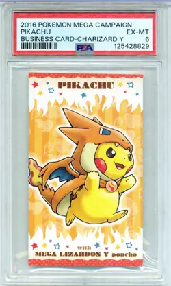 PSA 6 Poncho Pikachu Charizard Y Mega Campaign Business Card Japanese Pokemon - Image 1