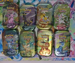 Pokemon Prismatic Evolutions Tins *EMPTY* (Includes Coin & Card Art) - Image 1