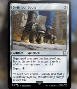 MTG Magic Swiftfoot Boots 0242 Universes Beyond: Fallout PIP NM - Image 1