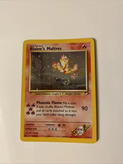 Pokemon TCG Blaine's Moltres Gym Heroes Holo Card 1/132 Unlimited Rare LP-NM - Image 1