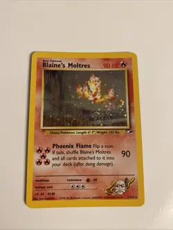 Pokemon TCG Blaine's Moltres Gym Heroes Holo Card 1/132 Unlimited Rare LP-NM - Image 2