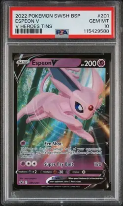 2022 POKEMON BLACK STAR PROMO V HEROES TINS ESPEON V #201 PSA10 GEM MINT - Image 1
