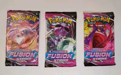 LOT of 3 Fusion Strike booster packs Pokemon Sword & Shield - Image 1