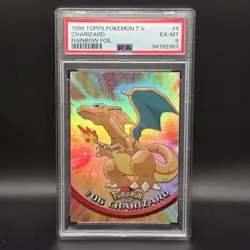 Topps 1999 Charizard Pokemon TV Rainbow Foil PSA 6 EX-MT - Image 1