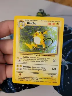Pokemon TCG Raichu Holo Unlimited Rare Card 14/102 Base Set WOTC NM-LP - Image 1