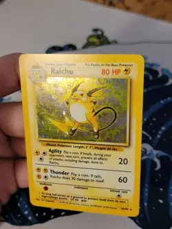 Pokemon TCG Raichu Holo Unlimited Rare Card 14/102 Base Set WOTC NM-LP - Image 2