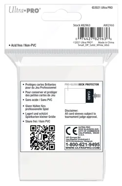 120 Ultra Pro GLOSS WHITE DECK PROTECTOR Small Game Card Sleeves Yugioh Vanguard 74427829636 - Image 2